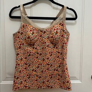 Ruby Ribbon Floral Camisole in Orange and Red